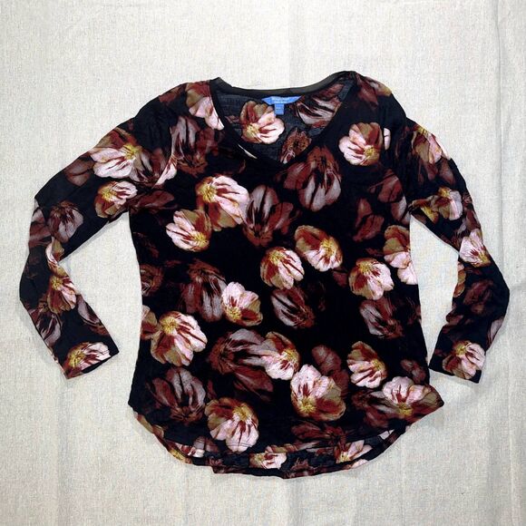 Simply Vera Vera Wang Tops - Simply Vera Vera Wang | Crinkle Watercolor Floral Long Sleeve Top | PXL